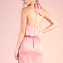Silk Halter Mini Dress - Peach
