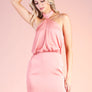 Silk Halter Mini Dress - Peach