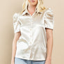 Tell Me Later Satin Shirt - Gold