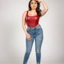Lily red leather corset