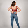 Lily red leather corset