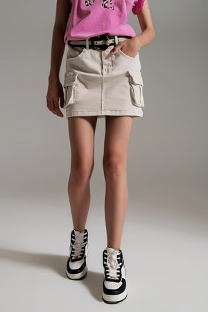 Yours Truly Cargo Skirt - Beige