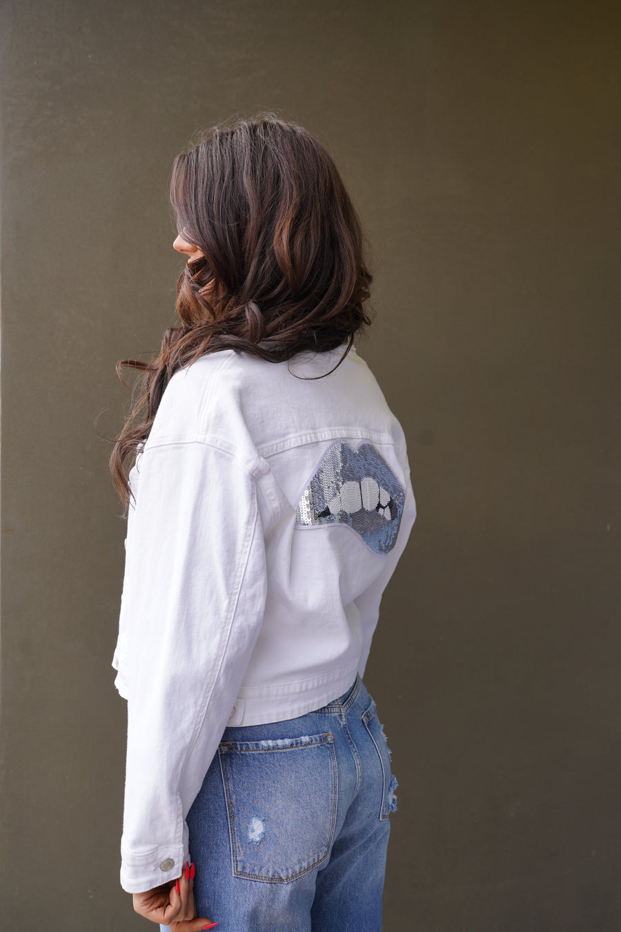 Bite Me - White Denim Jacket