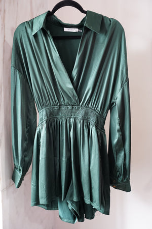 All Thing Green Silk Romper