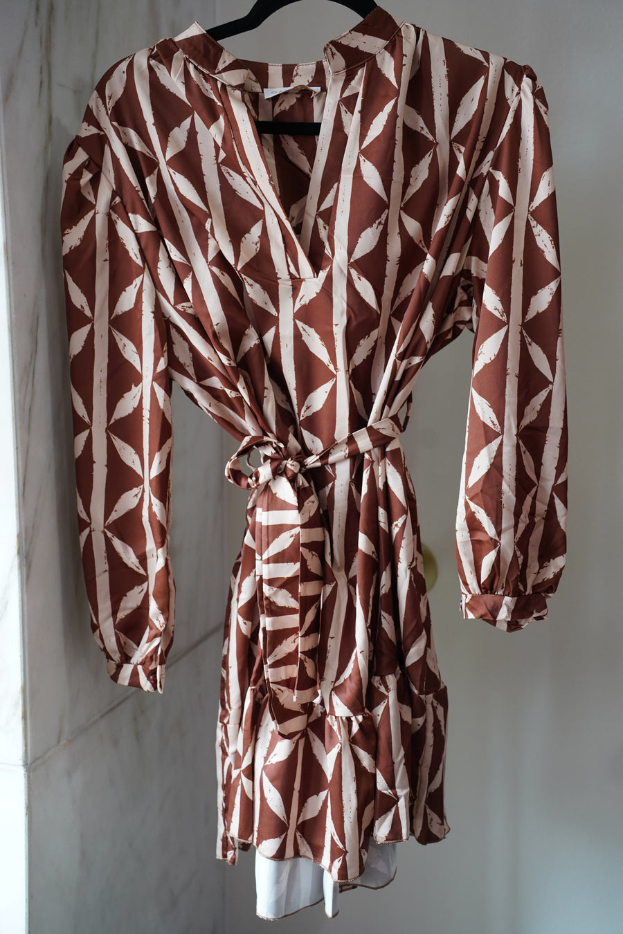 Brown Bamboo Dress Long Sleeve