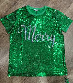 Green Merry sequin top