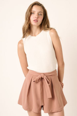 Work It Girl Belted Short - Mocha