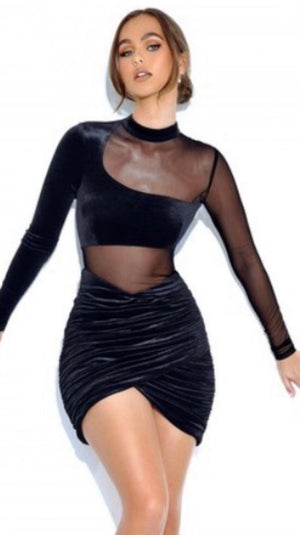 Jenny black mesh dress